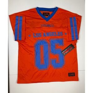 FUBU Los Angeles 05 Football Jersey Orange Blue Mesh Streetwear Mens Medium NWT
